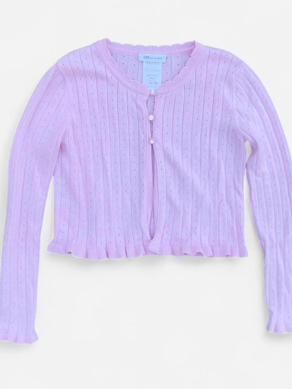 Bonnie Jean Pointelle Pink Cardigan